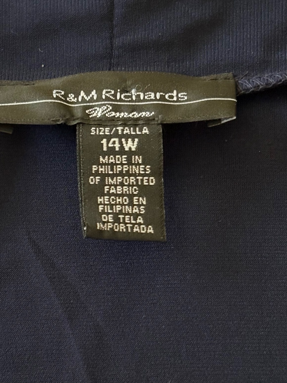 Elegant R&M Richards Navy 2 Piece Dress with Beaded & Rhinestone Jewel Neckline - Picture 2 of 16